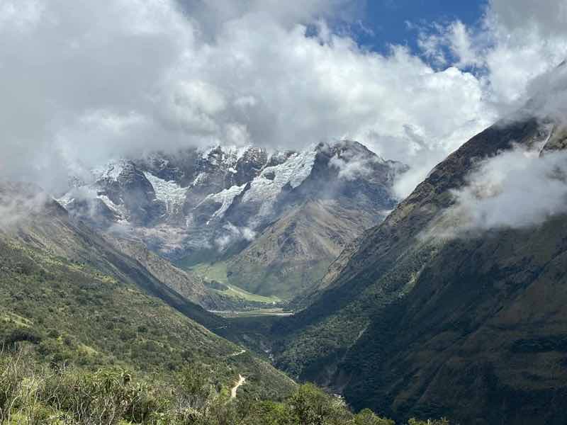 The Salkantay Trek - first views of Salkantay mountain